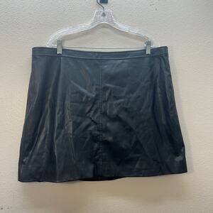 J. CREW Classic Faux-Leather Mini Skirt Black Size XL Biker Holiday Party Womens
